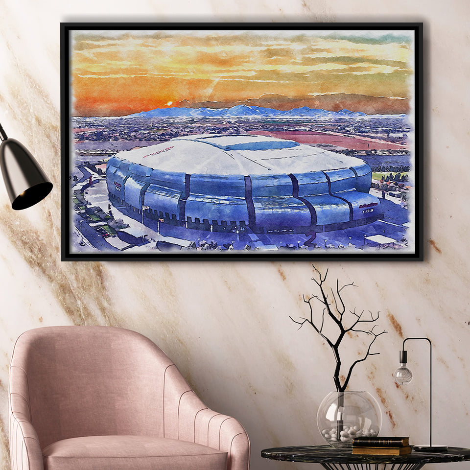 State Farm Stadium WaterColor Framed Canvas Prints, Atlanta Georgia Watercolor, Stadium Art Gifts, Floating Frame