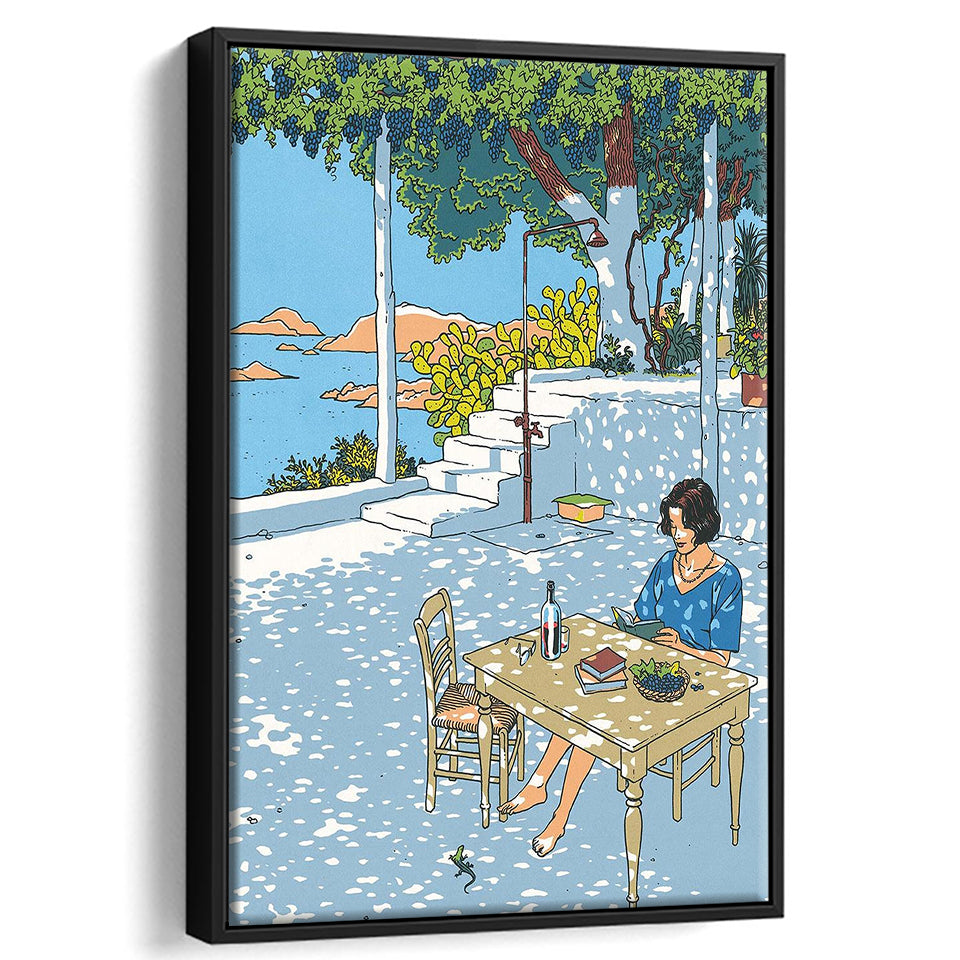 Summer By Vittorio Giardino, Frame Me  By Vittorio Giardino Canvas,Framed Canvas Prints Wall Art Decor, Floating Frame