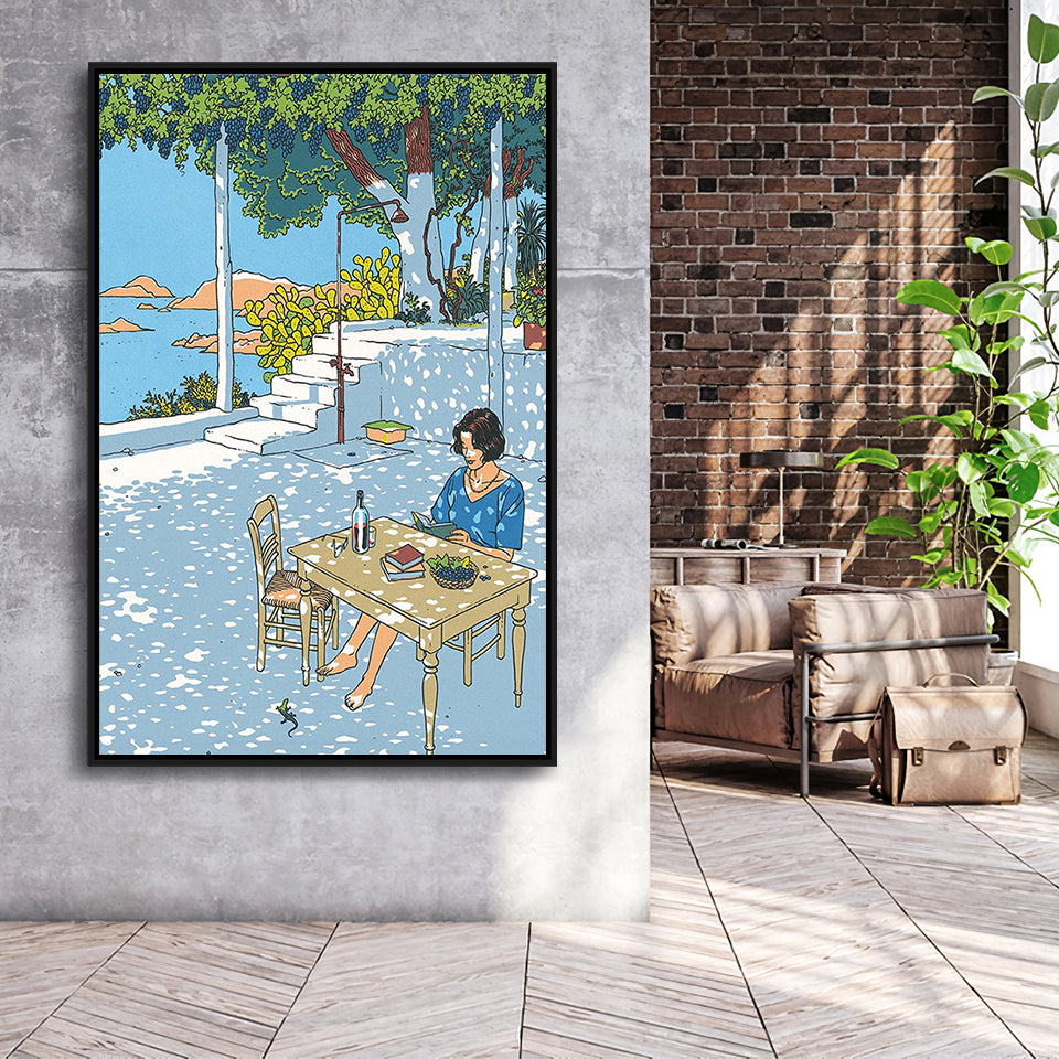 Summer By Vittorio Giardino, Frame Me  By Vittorio Giardino Canvas,Framed Canvas Prints Wall Art Decor, Floating Frame