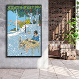 Summer By Vittorio Giardino, Frame Me  By Vittorio Giardino Canvas,Framed Canvas Prints Wall Art Decor, Floating Frame