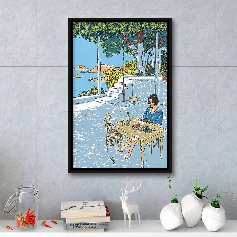 Summer By Vittorio Giardino, Frame Me  By Vittorio Giardino Canvas,Framed Canvas Prints Wall Art Decor, Floating Frame