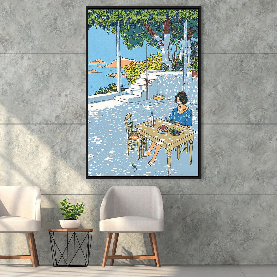 Summer By Vittorio Giardino, Frame Me  By Vittorio Giardino Canvas,Framed Canvas Prints Wall Art Decor, Floating Frame