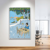 Summer By Vittorio Giardino, Frame Me  By Vittorio Giardino Canvas,Framed Canvas Prints Wall Art Decor, Floating Frame