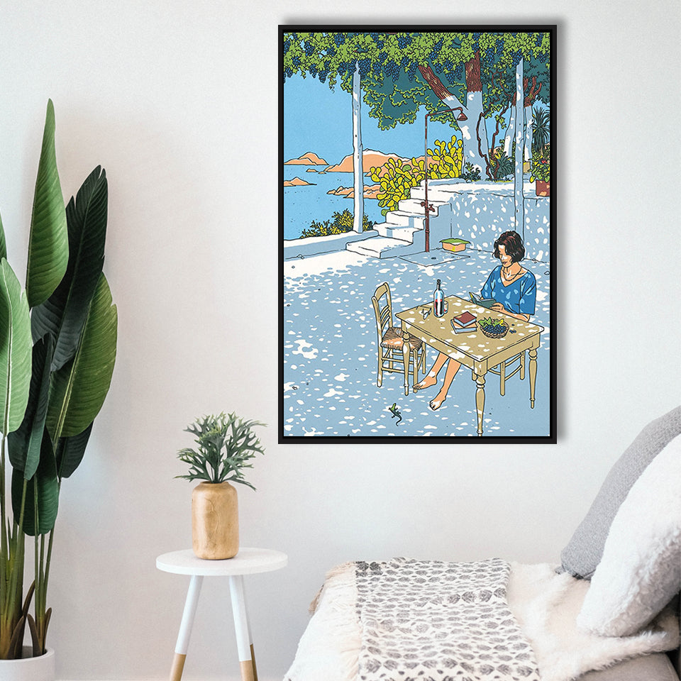 Summer By Vittorio Giardino, Frame Me  By Vittorio Giardino Canvas,Framed Canvas Prints Wall Art Decor, Floating Frame
