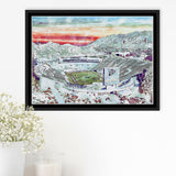 Sun Bowl Stadium WaterColor Framed Canvas Prints, El Paso Texas Watercolor, Stadium Art Gifts, Floating Frame