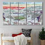Sun Bowl Stadium WaterColor 5 Panels B Mixed Canvas Prints, Extra Large, El Paso Texas Watercolor