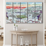 Sun Bowl Stadium WaterColor 5 Panels B Mixed Canvas Prints, Extra Large, El Paso Texas Watercolor