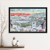 Sun Bowl Stadium WaterColor Framed Canvas Prints, El Paso Texas Watercolor, Stadium Art Gifts, Floating Frame