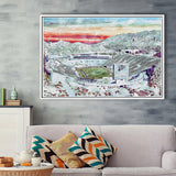Sun Bowl Stadium WaterColor Framed Canvas Prints, El Paso Texas Watercolor, Stadium Art Gifts, Floating Frame