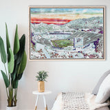 Sun Bowl Stadium WaterColor Framed Canvas Prints, El Paso Texas Watercolor, Stadium Art Gifts, Floating Frame