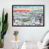 Sun Bowl Stadium WaterColor Framed Canvas Prints, El Paso Texas Watercolor, Stadium Art Gifts, Floating Frame