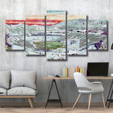 Sun Bowl Stadium WaterColor 5 Panels Mix Canvas Prints, El Paso Texas Watercolor, Large Stadium Canvas