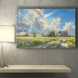 Sunrise Pastel Clouds Over The Backyard Oil Painting, Art Print, Canvas Print Wall Art Home Decor