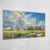 Sunrise Pastel Clouds Over The Backyard Oil Painting, Extra Large Canvas, Canvas Print Wall Art Decor