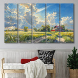 Sunrise Pastel Clouds Over The Backyard Oil Painting, Extra Large Canvas, Canvas Print Wall Art Decor