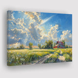 Sunrise Pastel Clouds Over The Backyard Oil Painting, Art Print, Canvas Print Wall Art Home Decor