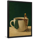 Surreal Coffee Cup Diver Wall Art Print, Bar Room Wall Art Decor, Framed Art Print, Fine Art Wall Decor