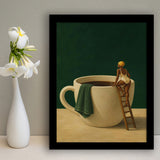 Surreal Coffee Cup Diver Wall Art Print, Bar Room Wall Art Decor, Framed Art Print, Fine Art Wall Decor