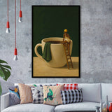 Surreal Coffee Cup Diver Wall Art Print, Bar Room Wall Art Decor, Framed Art Print, Fine Art Wall Decor