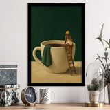 Surreal Coffee Cup Diver Wall Art Print, Bar Room Wall Art Decor, Framed Art Print, Fine Art Wall Decor