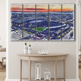 T-Mobile Park WaterColor 5 Panels B Mixed Canvas Prints, Extra Large, Seattle Washington Baseball Watercolor