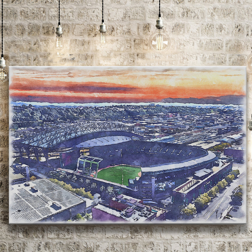 T-Mobile Park WaterColor Canvas Prints, Seattle Washington Baseball Watercolor, Stadium Art Gifts