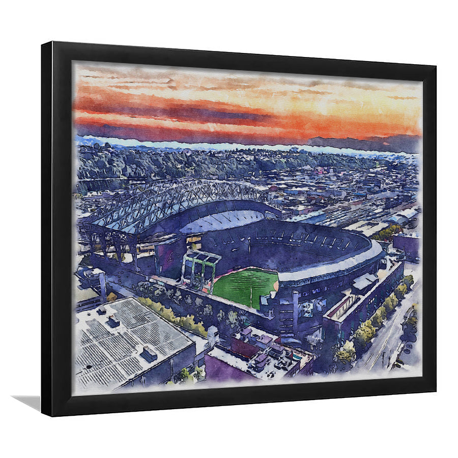 T-Mobile Park WaterColor Framed Art Prints, Seattle Washington Baseball Watercolor, Stadium Art Gifts