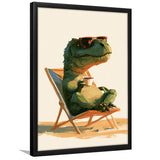 T-Rex Dinosaur Relax Time, Funny Pet Art, Kid Room Decor, Framed Art Print, Fine Art Wall Decor