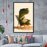 T-Rex Dinosaur Relax Time, Funny Pet Art, Kid Room Decor, Framed Art Print, Fine Art Wall Decor
