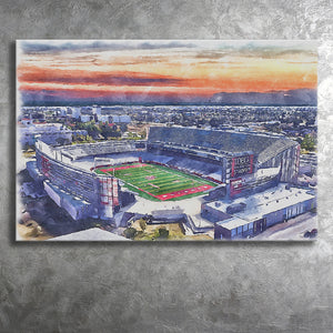 TDECU Stadium WaterColor Canvas Prints, Houston Texas Watercolor, Stadium Art Gifts