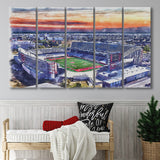TDECU Stadium WaterColor 5 Panels B Mixed Canvas Prints, Extra Large, Houston Texas Watercolor