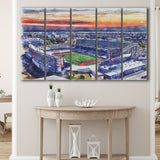 TDECU Stadium WaterColor 5 Panels B Mixed Canvas Prints, Extra Large, Houston Texas Watercolor