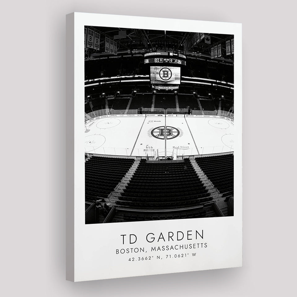 Td Garden Boston Bruins, Stadium Print For Ice Hockey Lovers, Black And White, Canvas Print Wall Art