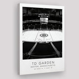 Td Garden Boston Bruins, Stadium Print For Ice Hockey Lovers, Black And White, Canvas Print Wall Art