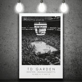 Td Garden Boston Celtics, Stadium Print For Basketball Lovers, Black And White, Canvas Print Wall Art