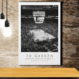 Td Garden Boston Celtics, Stadium Print For Basketball Lovers, Black And White, Canvas Print Wall Art