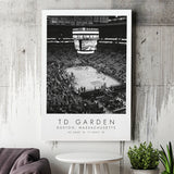 Td Garden Boston Celtics, Stadium Print For Basketball Lovers, Black And White, Canvas Print Wall Art