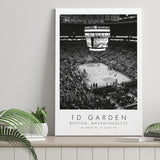 Td Garden Boston Celtics, Stadium Print For Basketball Lovers, Black And White, Canvas Print Wall Art