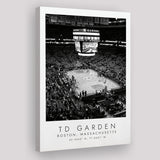 Td Garden Boston Celtics, Stadium Print For Basketball Lovers, Black And White, Canvas Print Wall Art