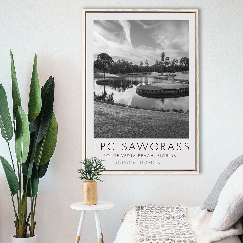 TPC Sawgrass Golf Course, 17th Hole, Florida, Golf Art Print, Floating Frame, Framed Canvas Print Wall Art
