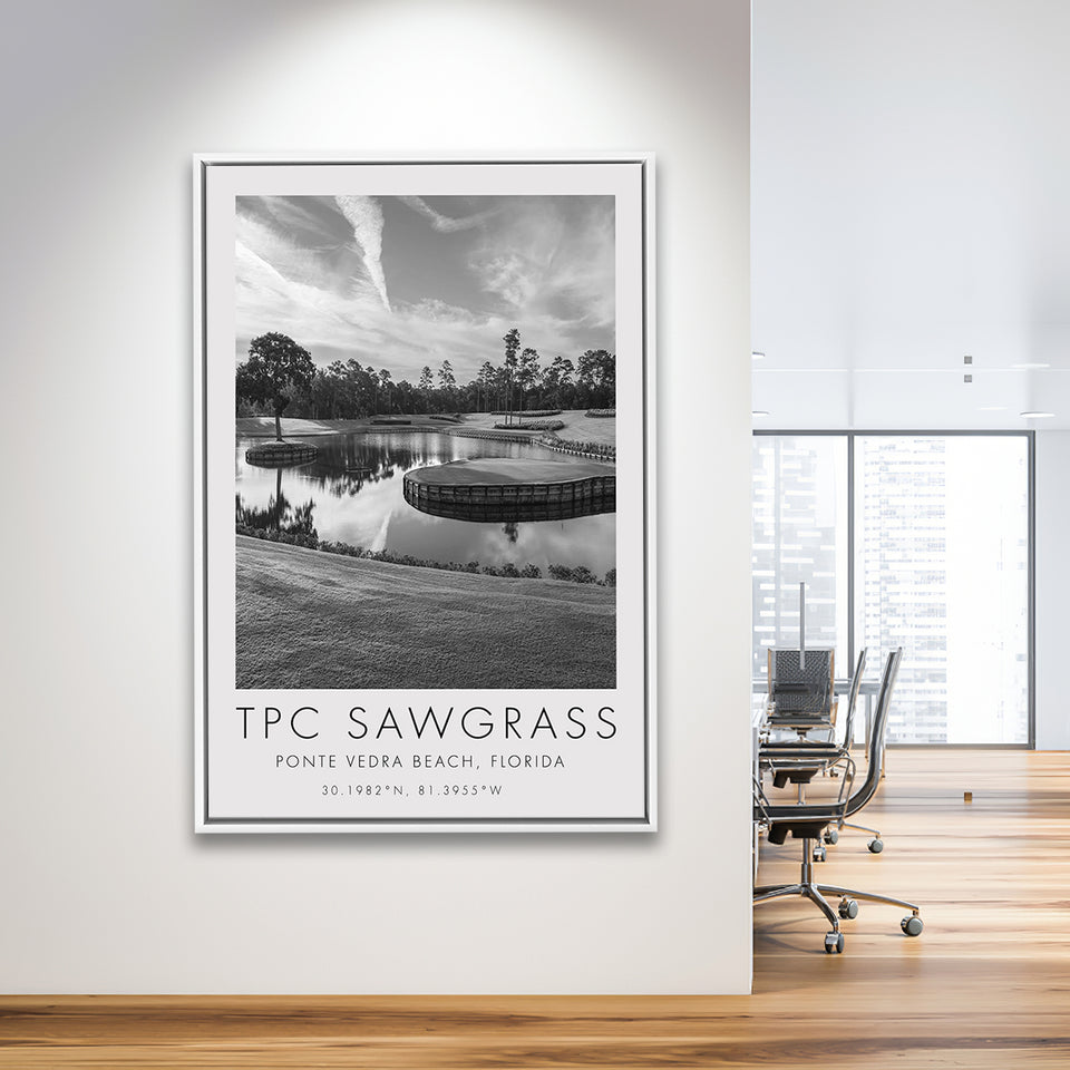 TPC Sawgrass Golf Course, 17th Hole, Florida, Golf Art Print, Floating Frame, Framed Canvas Print Wall Art