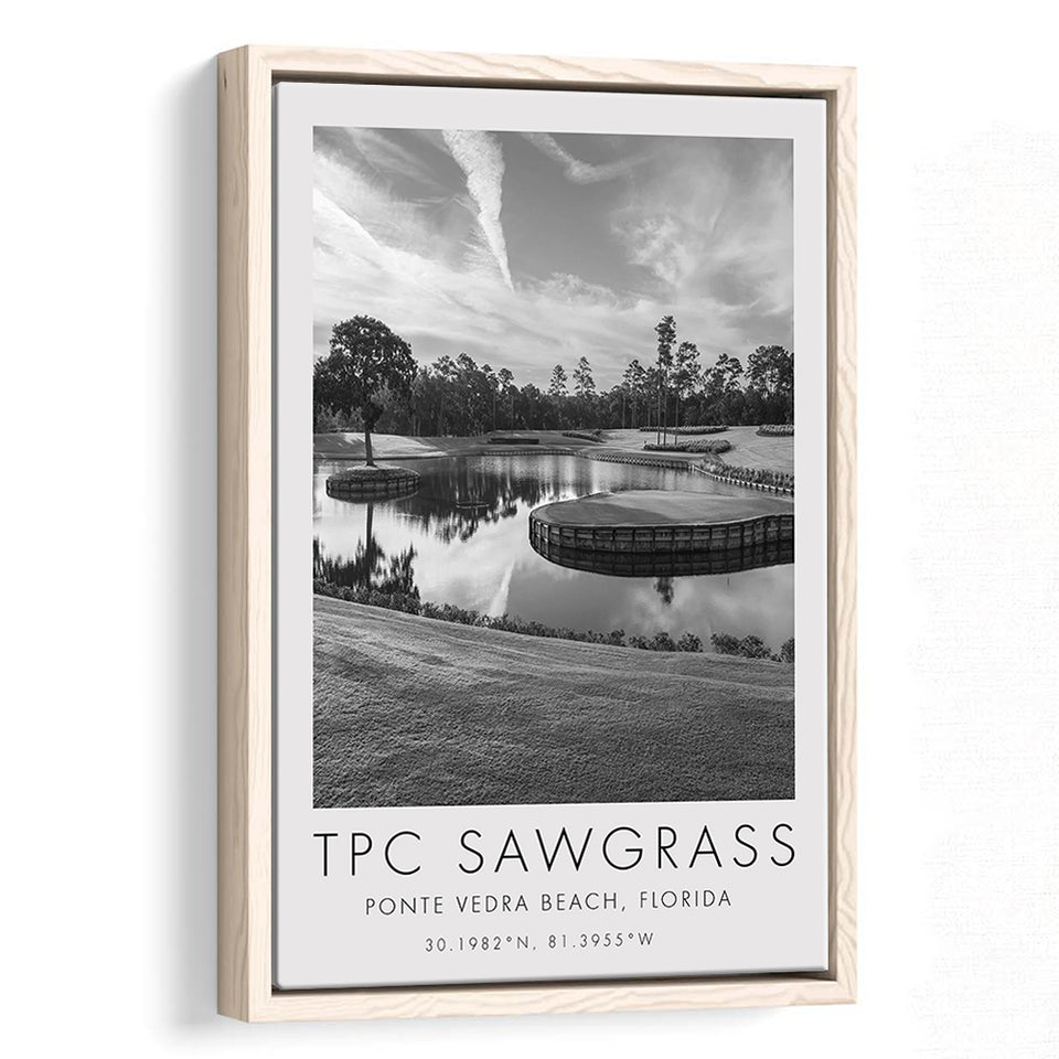 TPC Sawgrass Golf Course, 17th Hole, Florida, Golf Art Print, Floating Frame, Framed Canvas Print Wall Art