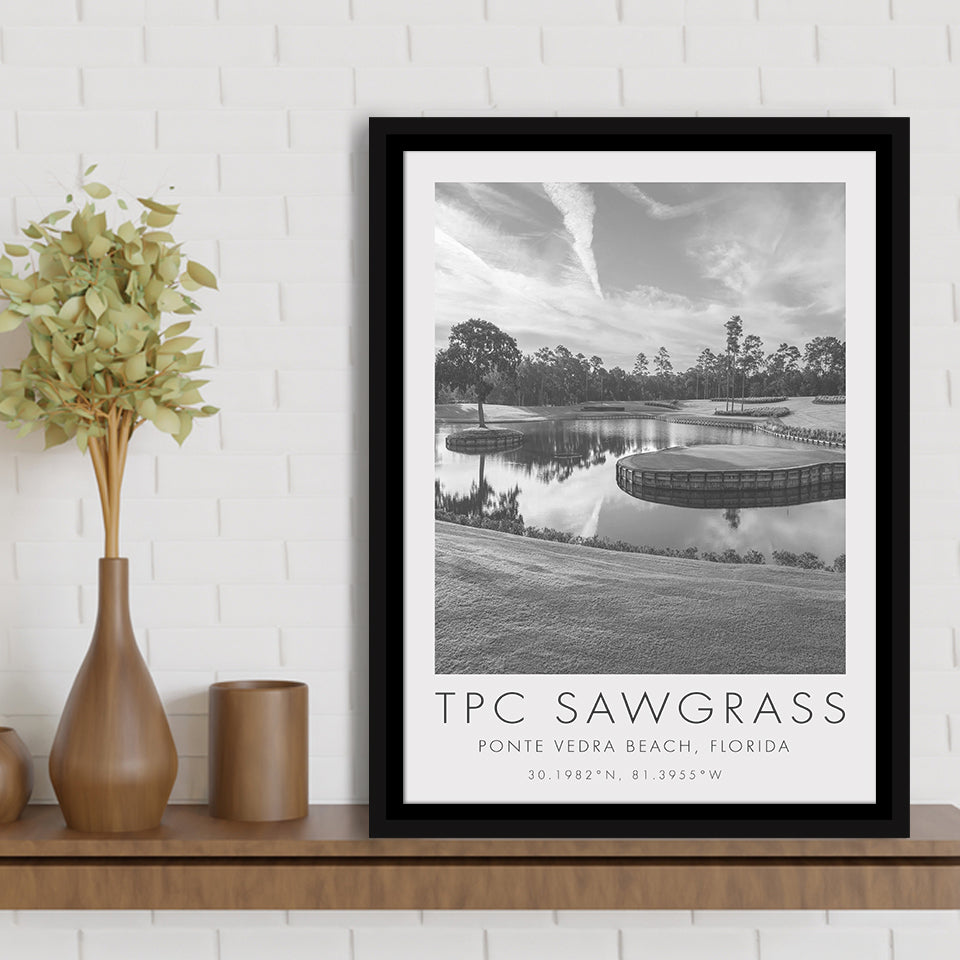 TPC Sawgrass Golf Course, 17th Hole, Florida, Golf Art Print, Floating Frame, Framed Canvas Print Wall Art