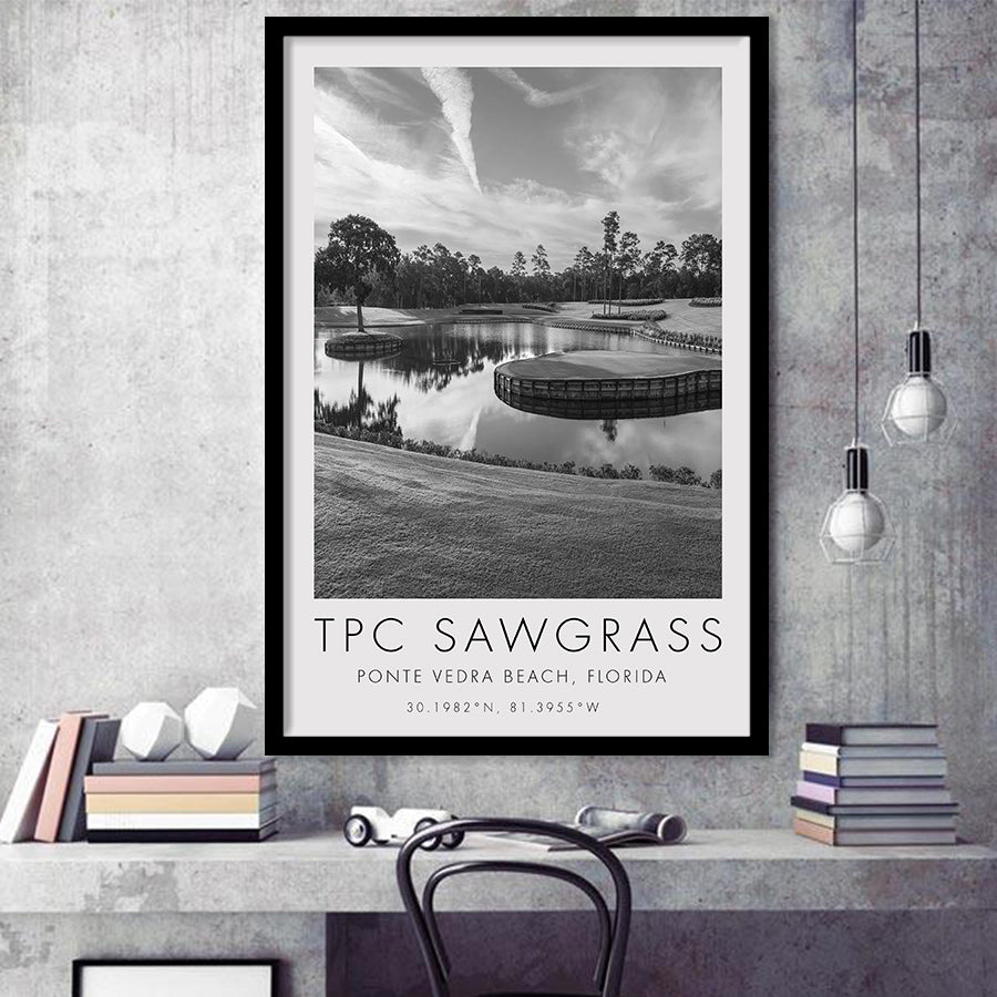 TPC Sawgrass Golf Course, 17th Hole, Florida, Golf Art, Gift for him, Framed Art Print Wall Decor