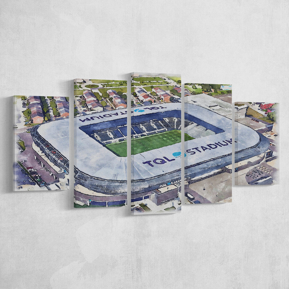 TQL Stadium WaterColor 5 Panels Mix Canvas Prints, Cincinnati Ohio Watercolor, Large Stadium Canvas