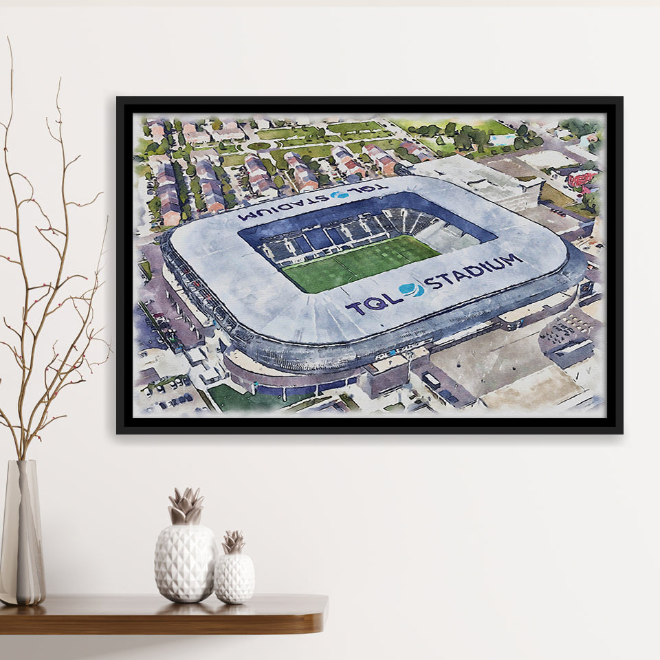 TQL Stadium WaterColor Framed Canvas Prints, Cincinnati Ohio Watercolor, Stadium Art Gifts, Floating Frame