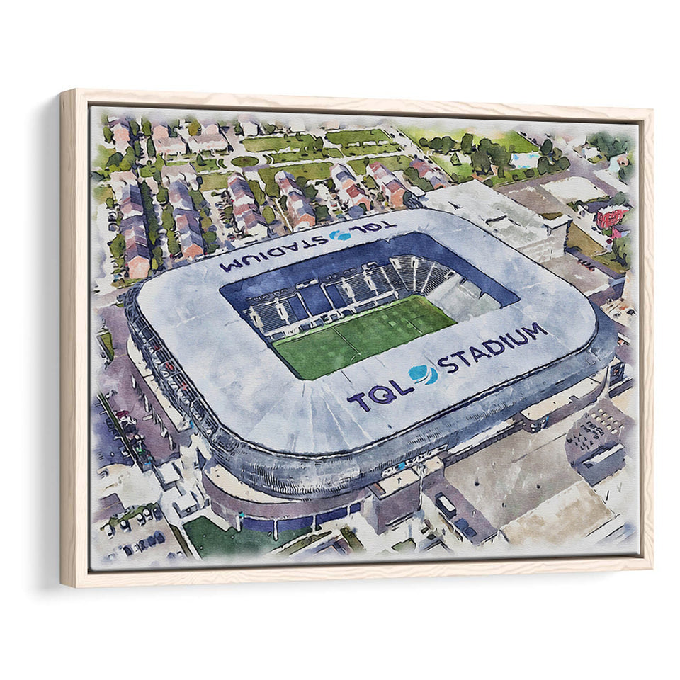 TQL Stadium WaterColor Framed Canvas Prints, Cincinnati Ohio Watercolor, Stadium Art Gifts, Floating Frame