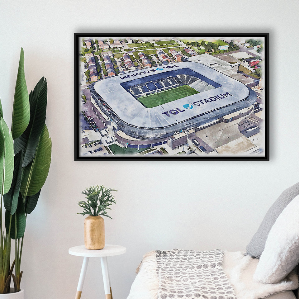 TQL Stadium WaterColor Framed Canvas Prints, Cincinnati Ohio Watercolor, Stadium Art Gifts, Floating Frame