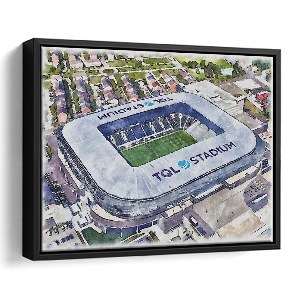 TQL Stadium WaterColor Framed Canvas Prints, Cincinnati Ohio Watercolor, Stadium Art Gifts, Floating Frame
