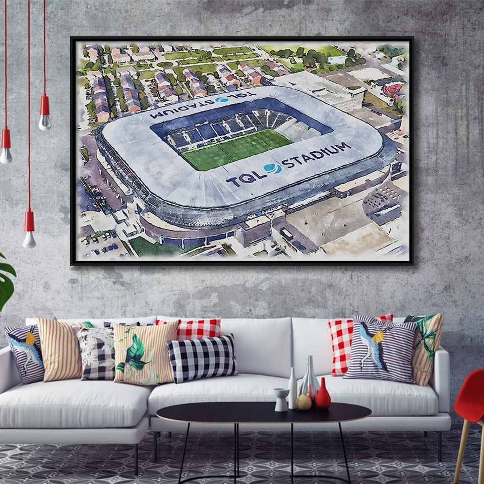 TQL Stadium WaterColor Framed Canvas Prints, Cincinnati Ohio Watercolor, Stadium Art Gifts, Floating Frame